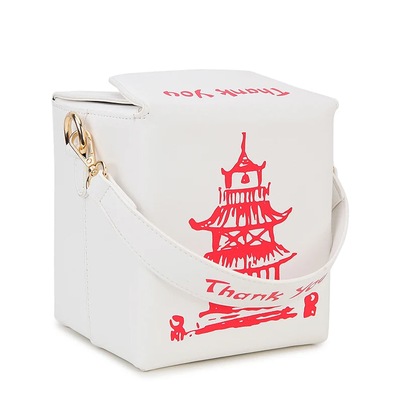 Novelty Chinese Takeout Box Crossbody Bag | Stylish PU Leather Shoulder Purse