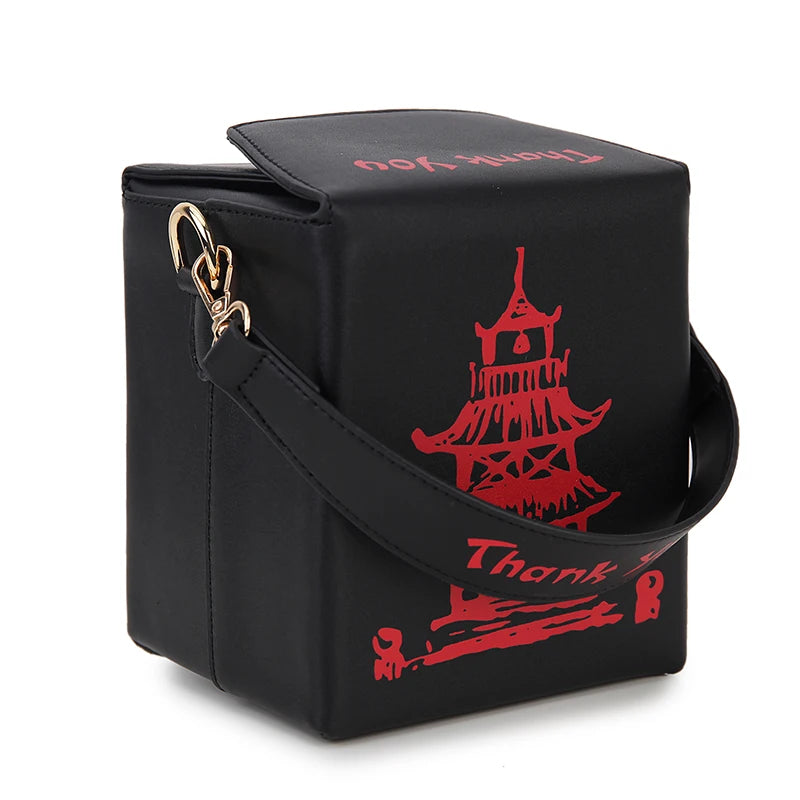 Novelty Chinese Takeout Box Crossbody Bag | Stylish PU Leather Shoulder Purse