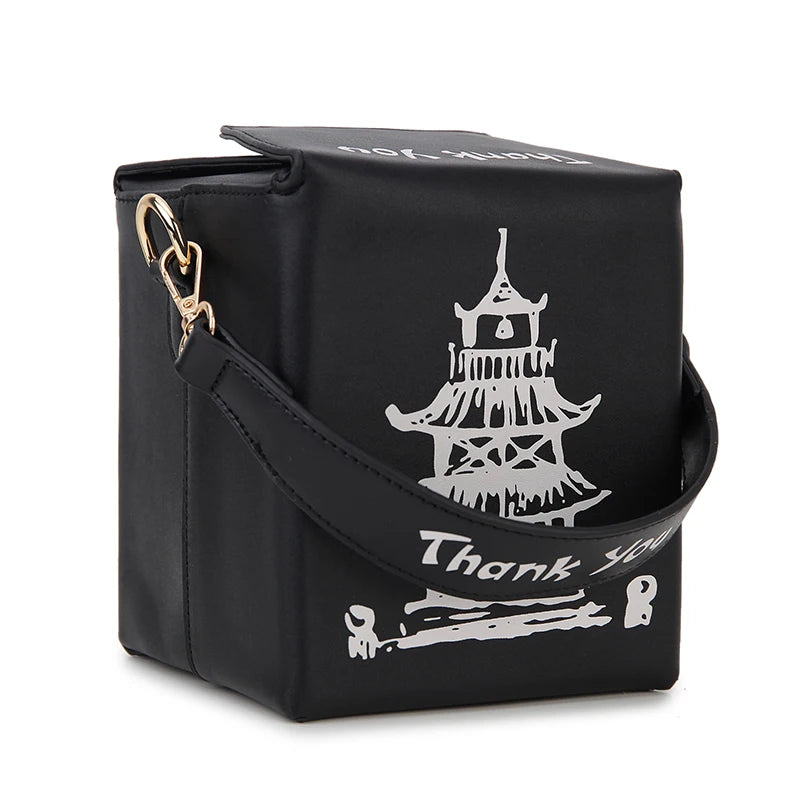 Novelty Chinese Takeout Box Crossbody Bag | Stylish PU Leather Shoulder Purse