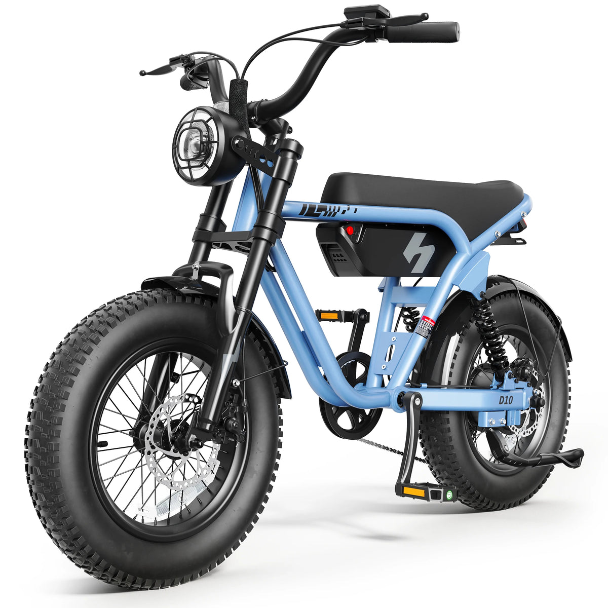 Hopepeak D10 All-Terrain Fat Tire Electric Bike | 1200W Peak Motor, 25 MPH, 48V 10.4Ah eBike