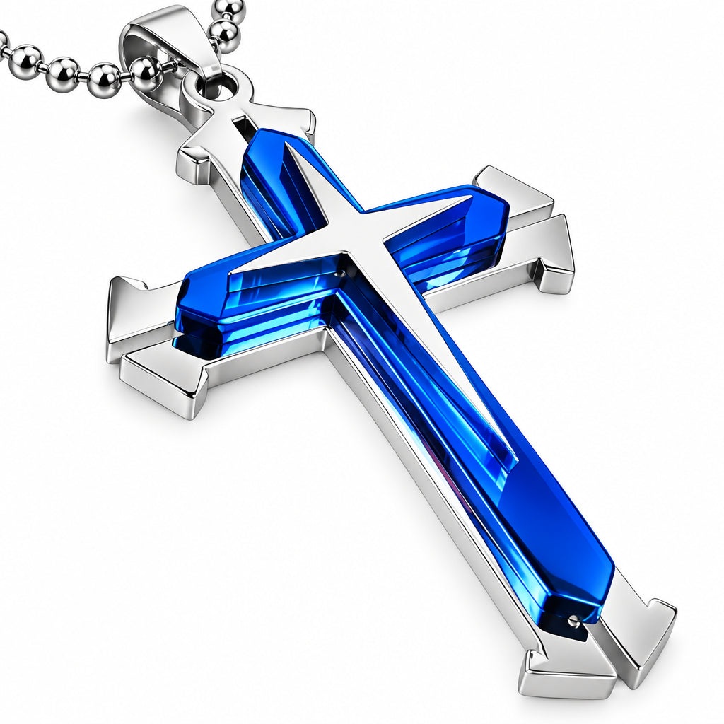 Diamond Cross Pendant Necklace | Gold & Silver Plated Religious Statement Jewelry