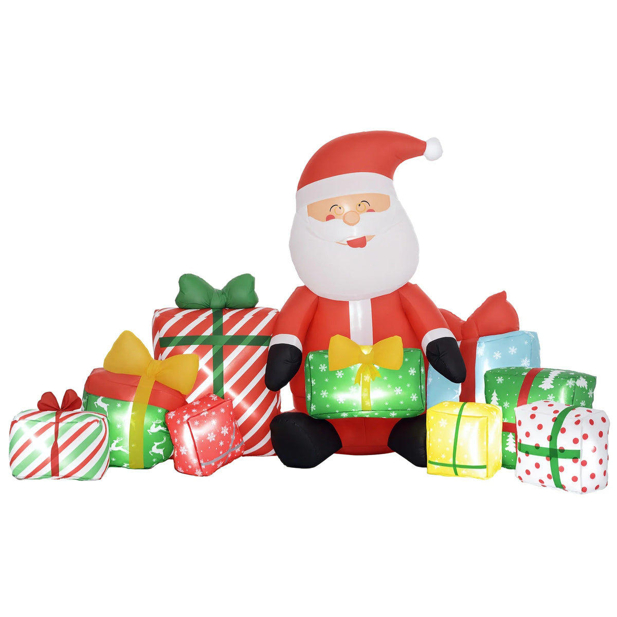Illuminated 4.4' Inflatable Santa Claus with Gift Boxes | Outdoor LED Holiday Yard Decoration