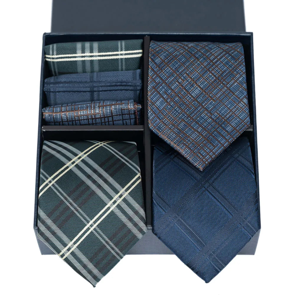 6-Piece Striped Silk-Touch Tie & Pocket Square Set | Gentleman's Wardrobe Box