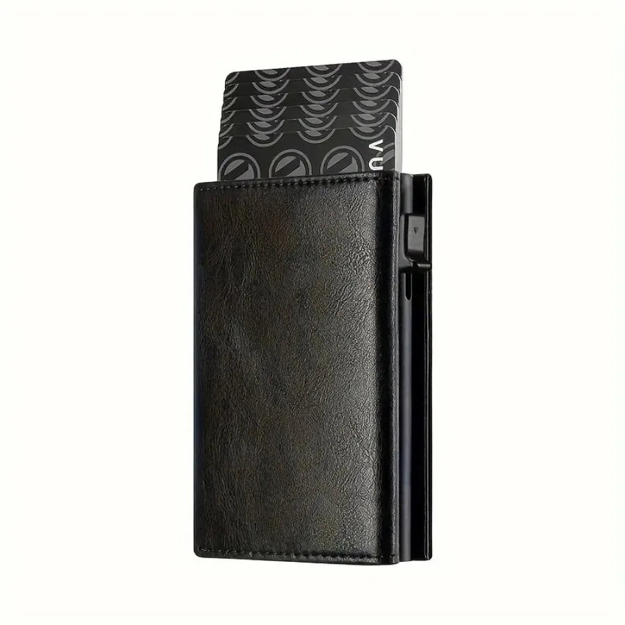 Automatic Pop-Up RFID Leather Wallet | Slim Cardholder with Coin & Zip Pocket