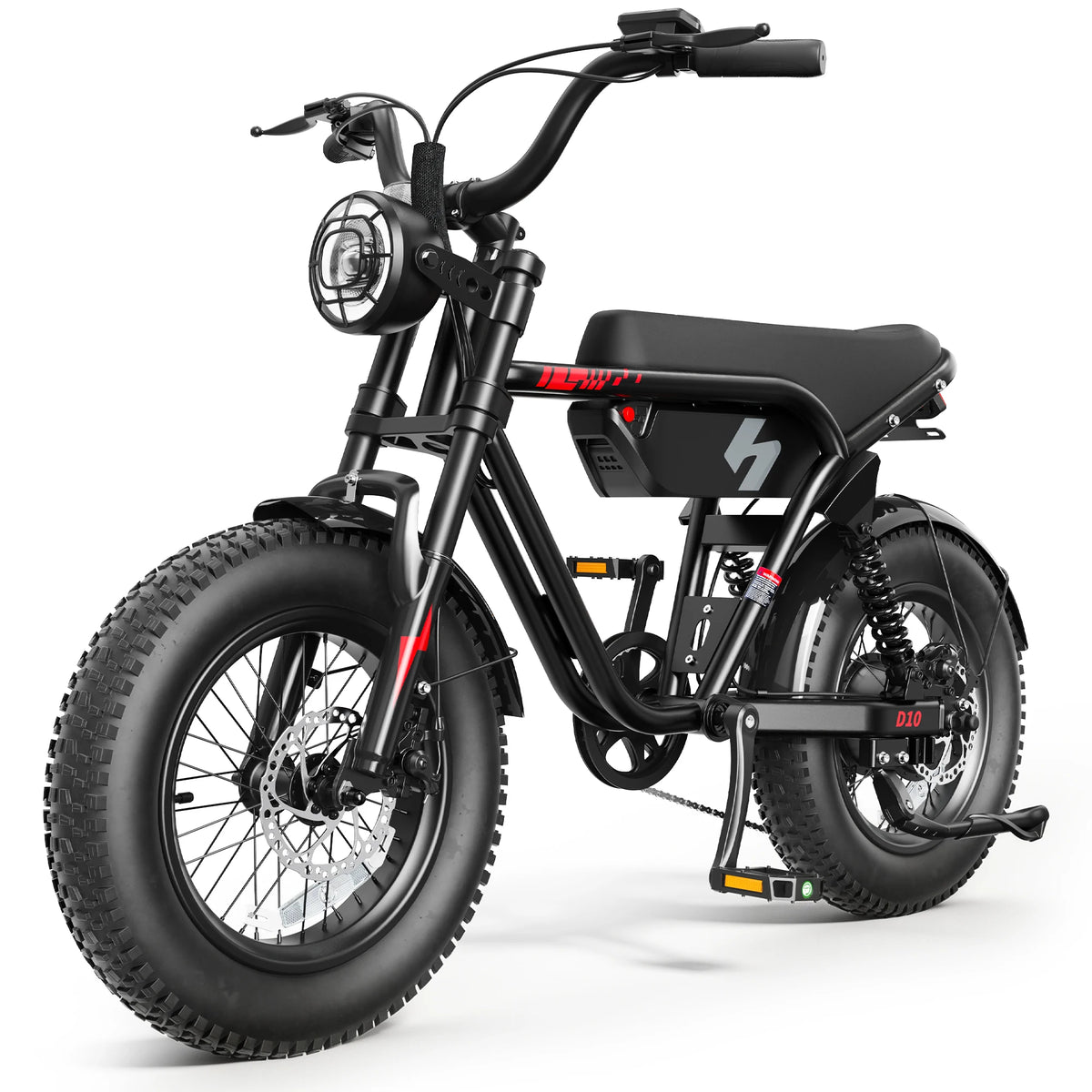 Hopepeak D10 All-Terrain Fat Tire Electric Bike | 1200W Peak Motor, 25 MPH, 48V 10.4Ah eBike