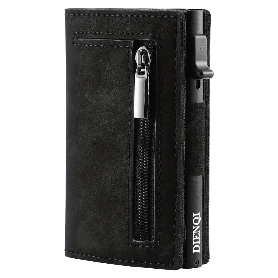 Slim RFID-Blocking Aluminum Leather Cardholder Wallet | Pop-Up Minimalist Pocket Wallet