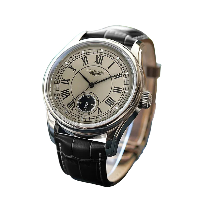 Classic Men's Black Quartz Watch | Genuine Leather Strap & Roman Numeral Dial