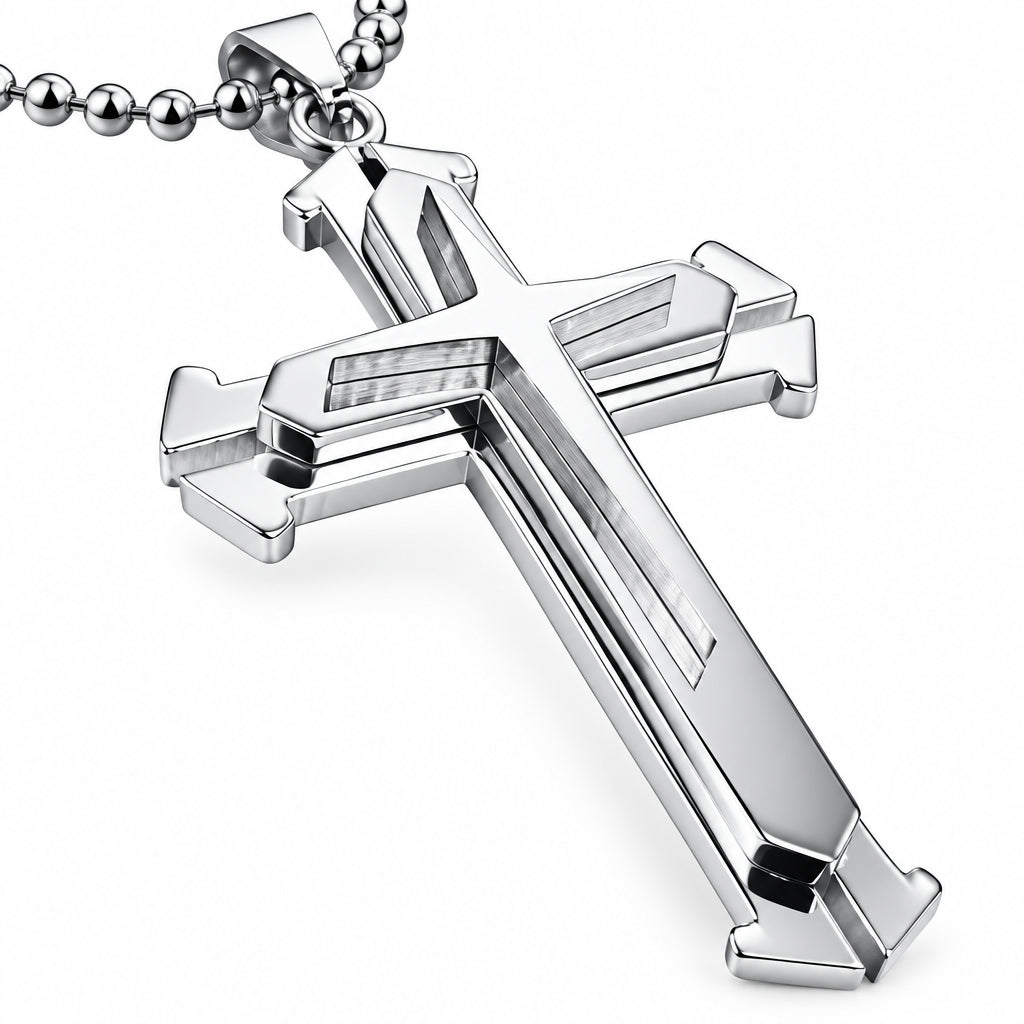 Diamond Cross Pendant Necklace | Gold & Silver Plated Religious Statement Jewelry