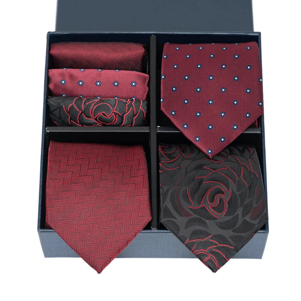 6-Piece Striped Silk-Touch Tie & Pocket Square Set | Gentleman's Wardrobe Box