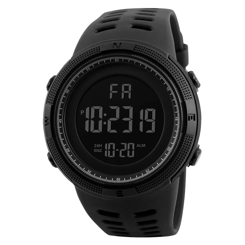 50mm Tactical Military Watch | Modern LED Digital Chronograph with Gold Accents