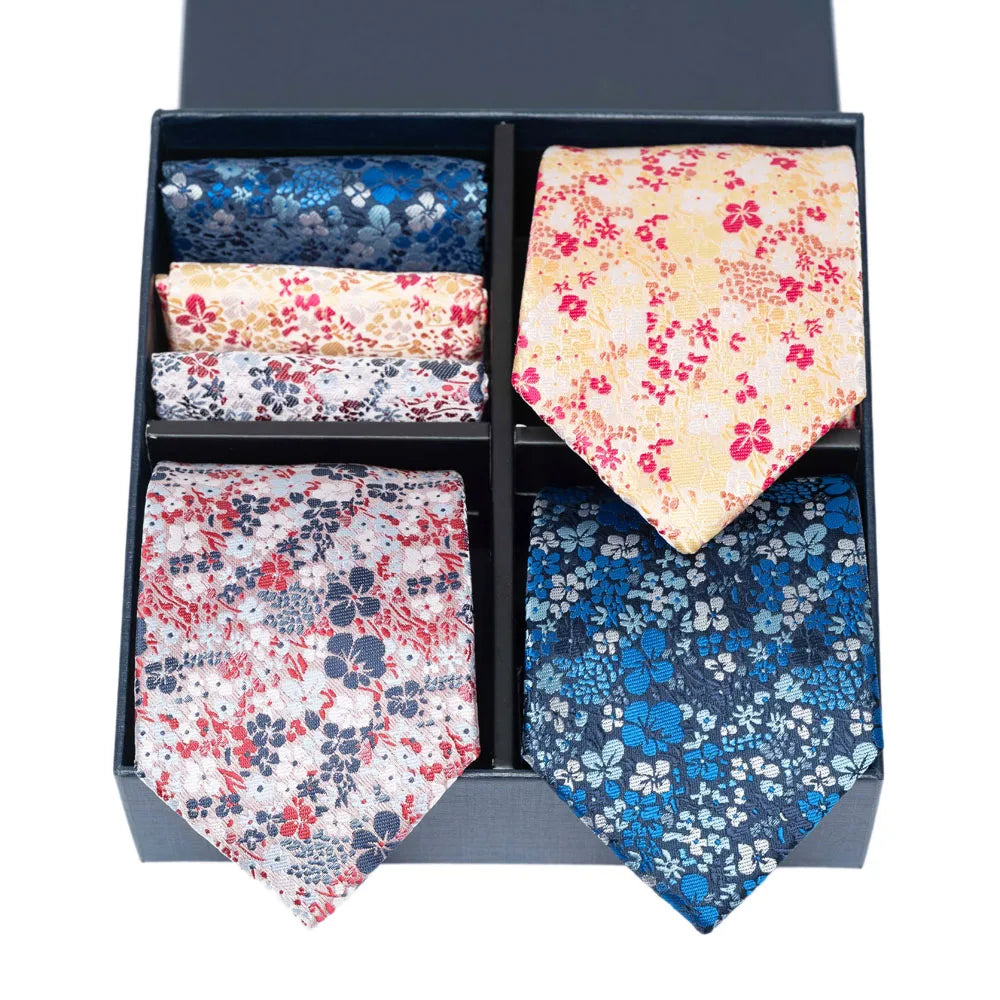 6-Piece Striped Silk-Touch Tie & Pocket Square Set | Gentleman's Wardrobe Box
