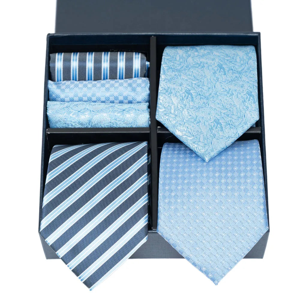 6-Piece Striped Silk-Touch Tie & Pocket Square Set | Gentleman's Wardrobe Box