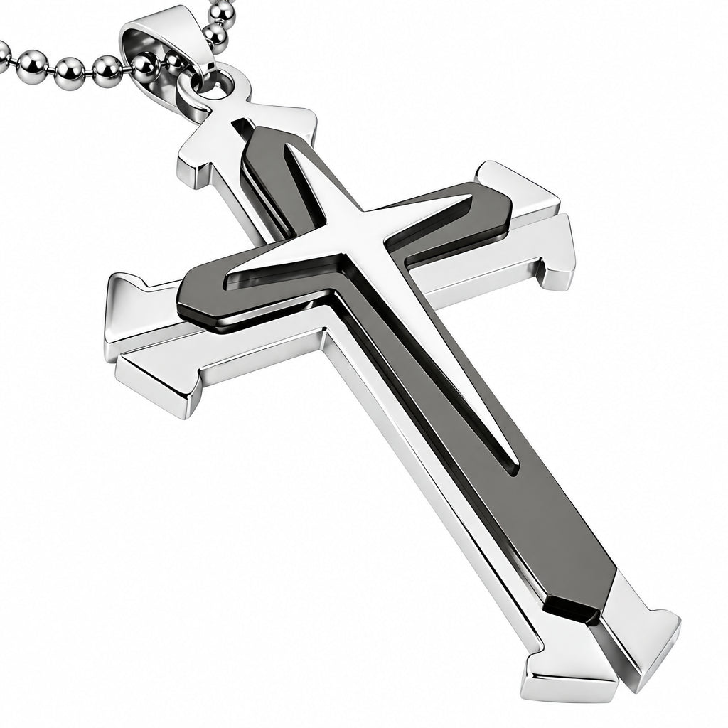 Diamond Cross Pendant Necklace | Gold & Silver Plated Religious Statement Jewelry