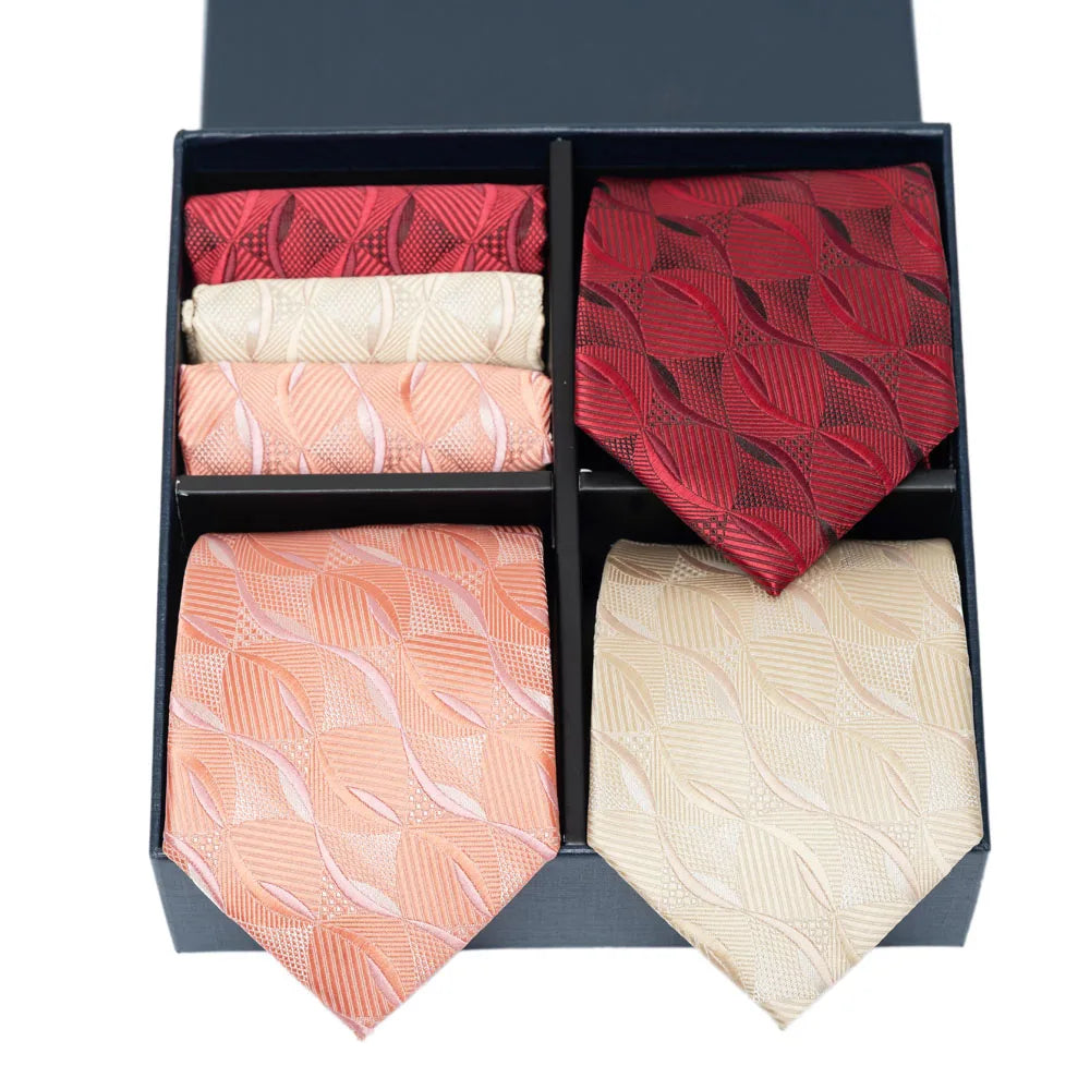 6-Piece Striped Silk-Touch Tie & Pocket Square Set | Gentleman's Wardrobe Box