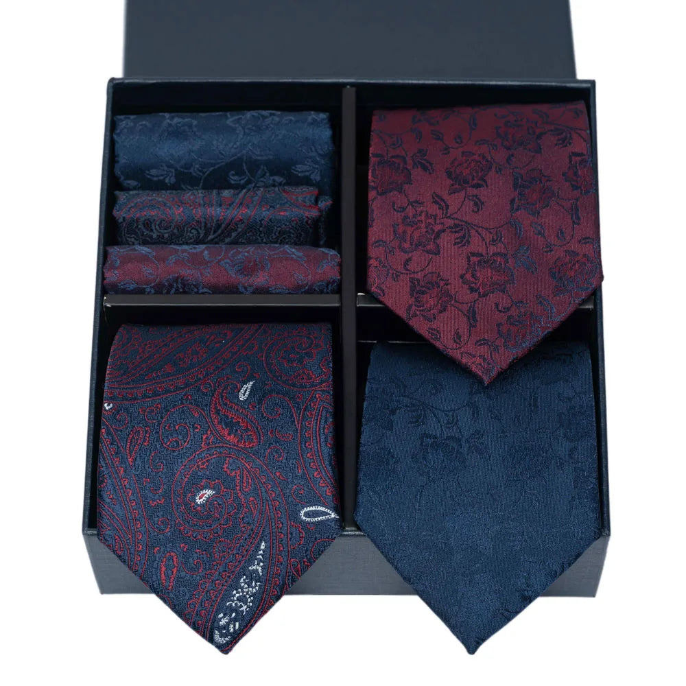 6-Piece Striped Silk-Touch Tie & Pocket Square Set | Gentleman's Wardrobe Box