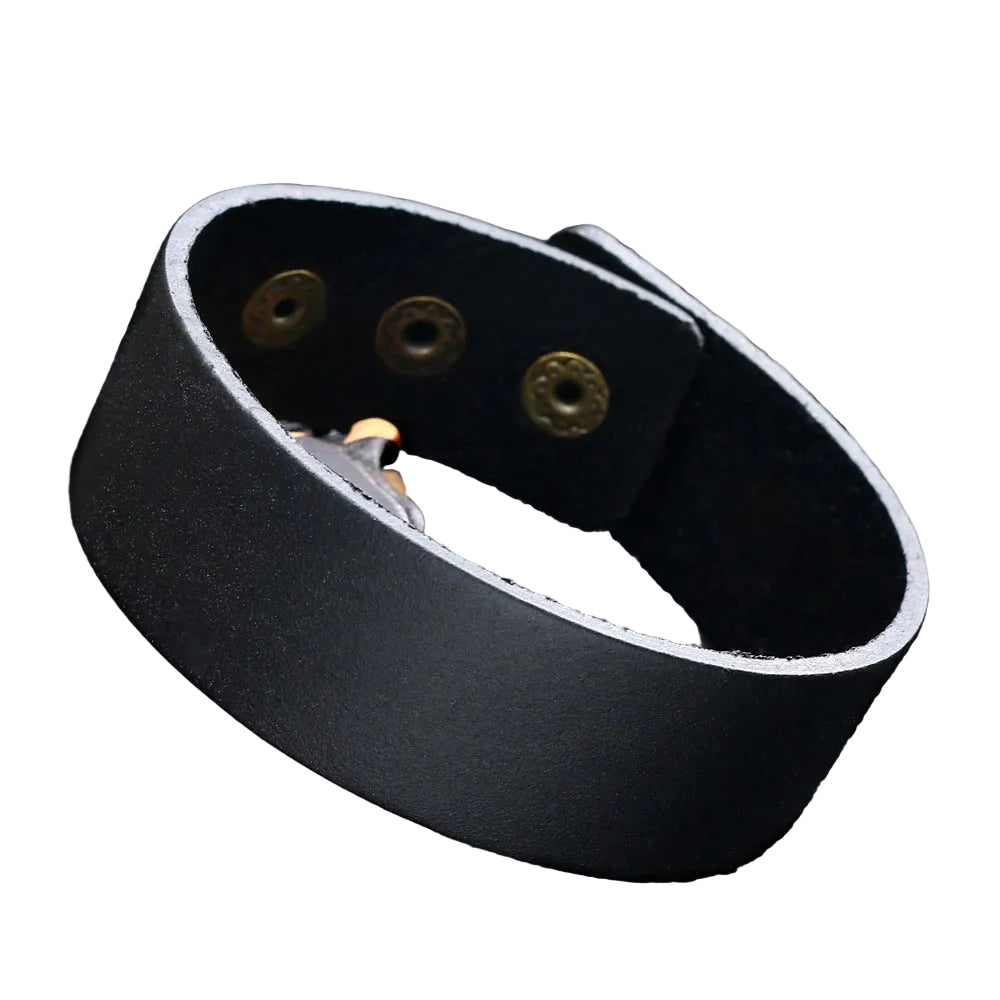 Handcrafted Men's Woven Leather Cuff Bracelet | Vintage Geometric Band with Hidden Safety Clasp