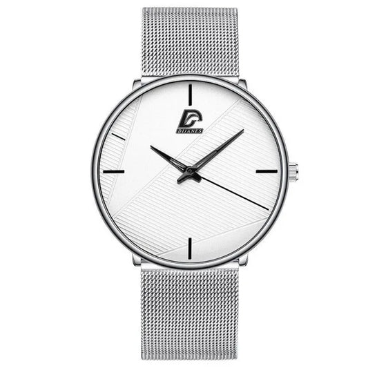 Minimalist Men's Ultra-Thin Quartz Watch | Stainless Steel & Mesh Dress Watch