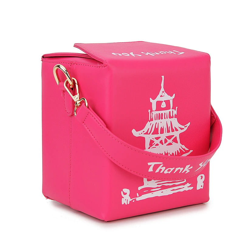 Novelty Chinese Takeout Box Crossbody Bag | Stylish PU Leather Shoulder Purse