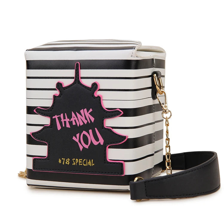 Novelty Chinese Takeout Box Crossbody Bag | Stylish PU Leather Shoulder Purse