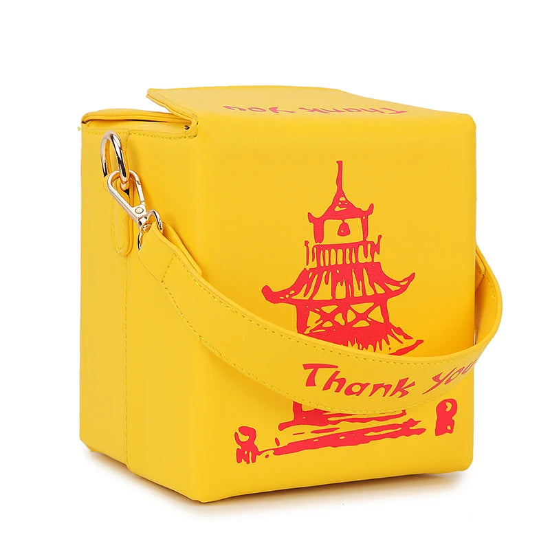 Novelty Chinese Takeout Box Crossbody Bag | Stylish PU Leather Shoulder Purse