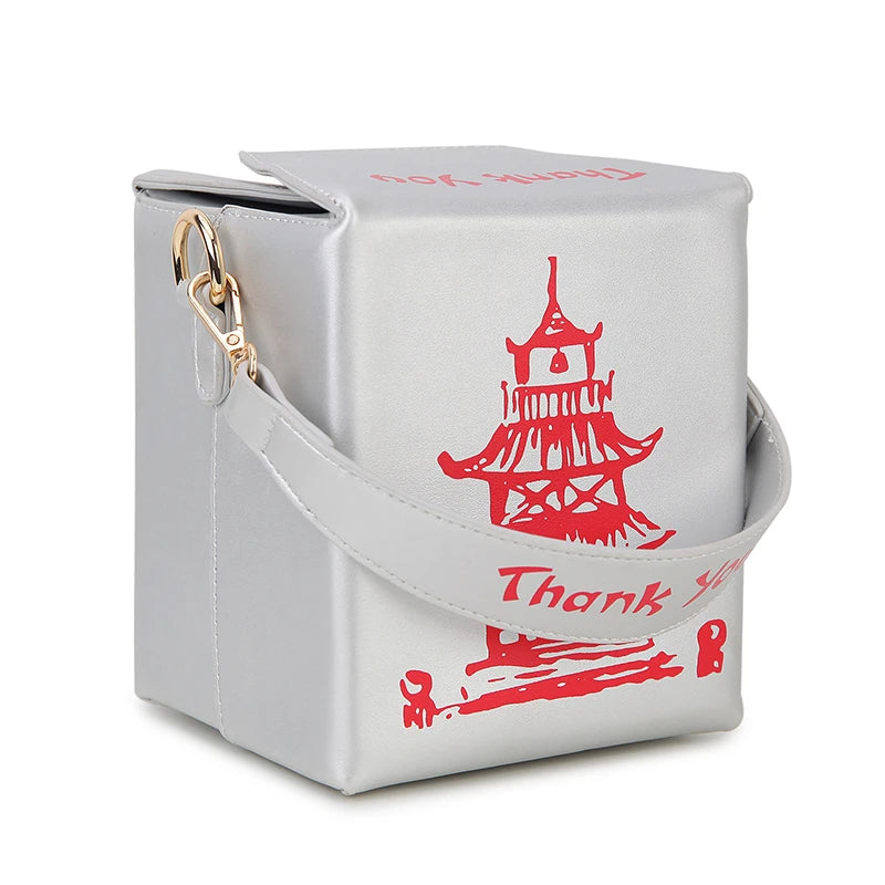 Novelty Chinese Takeout Box Crossbody Bag | Stylish PU Leather Shoulder Purse