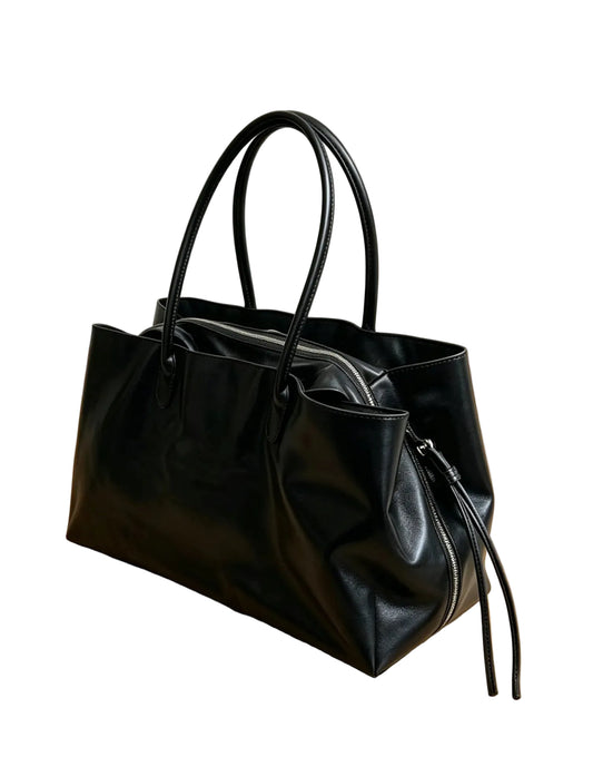 Large Capacity Women's Black Shoulder Tote Bag | Work & Laptop Travel Bag