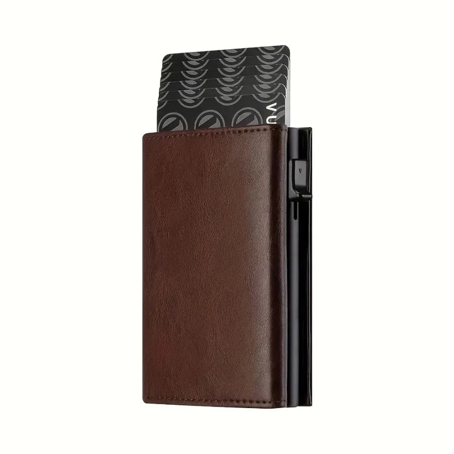 Automatic Pop-Up RFID Leather Wallet | Slim Cardholder with Coin & Zip Pocket