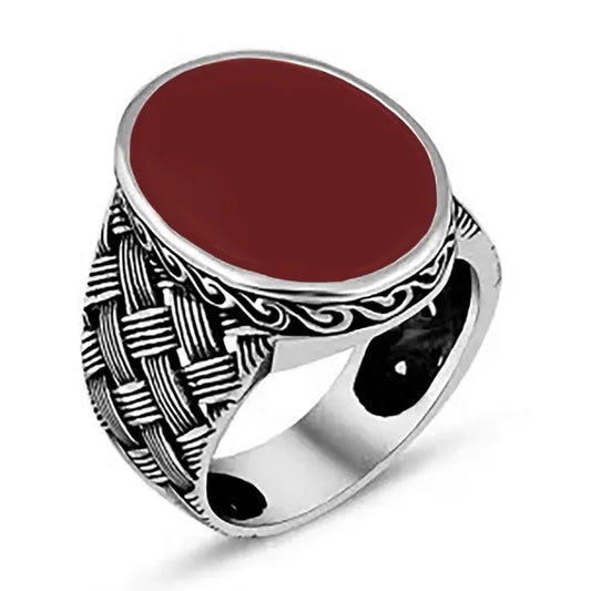 Men's Geometric Band Ring | Silver-Plated Statement Ring for Men