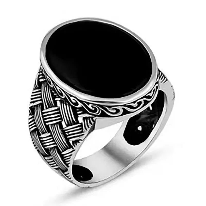 Men's Geometric Band Ring | Silver-Plated Statement Ring for Men