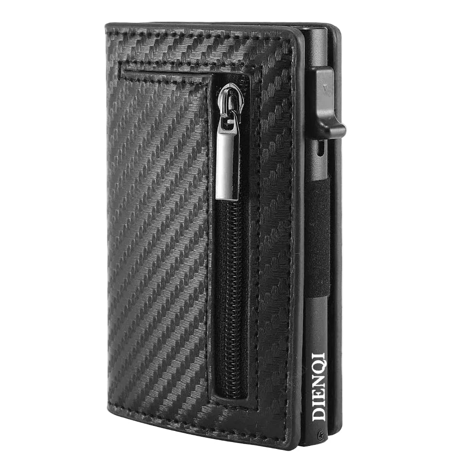 Slim RFID-Blocking Aluminum Leather Cardholder Wallet | Pop-Up Minimalist Pocket Wallet