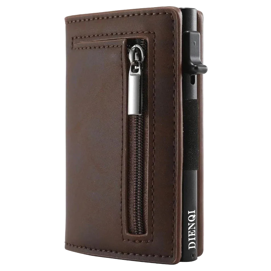 Slim RFID-Blocking Aluminum Leather Cardholder Wallet | Pop-Up Minimalist Pocket Wallet