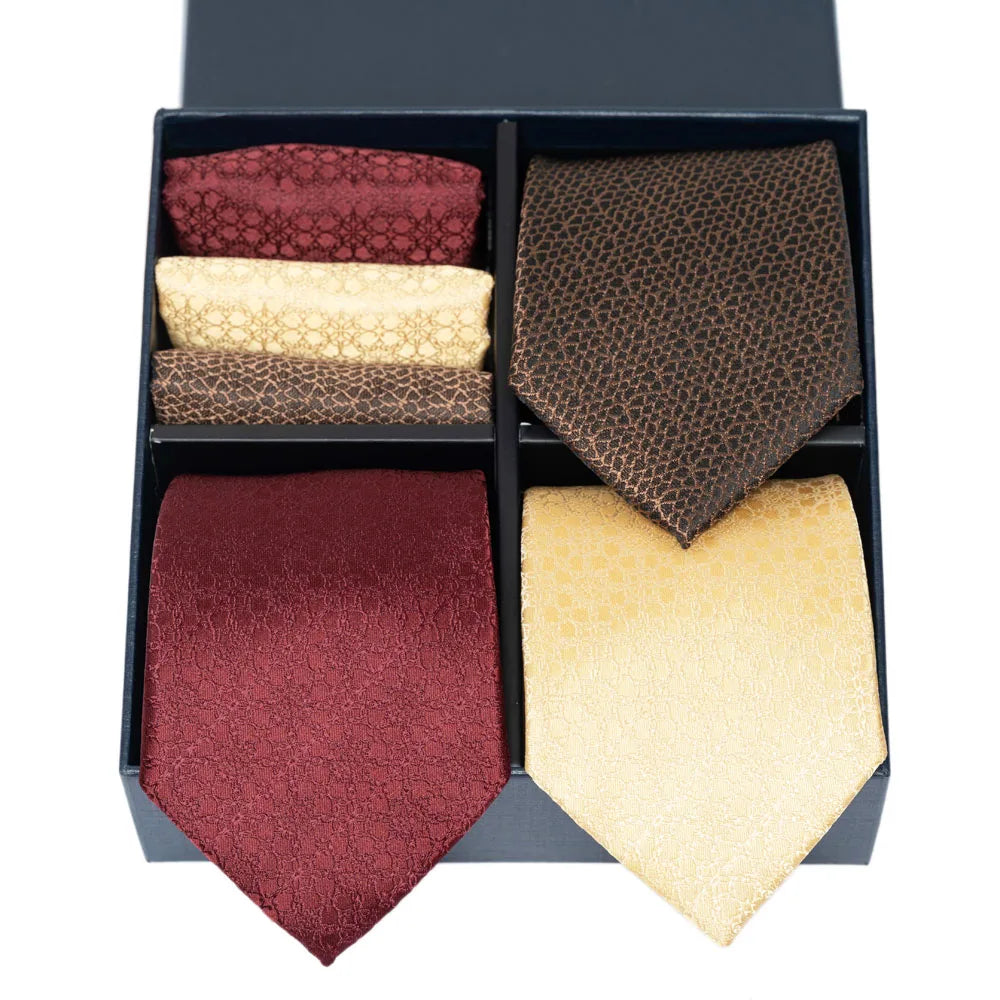 6-Piece Striped Silk-Touch Tie & Pocket Square Set | Gentleman's Wardrobe Box