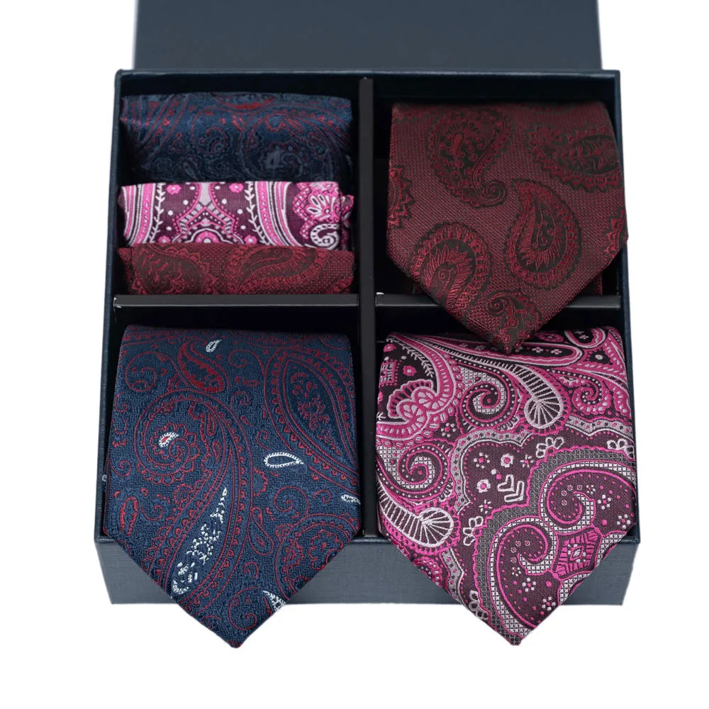 6-Piece Striped Silk-Touch Tie & Pocket Square Set | Gentleman's Wardrobe Box